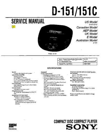 sony d-151v sony disc man